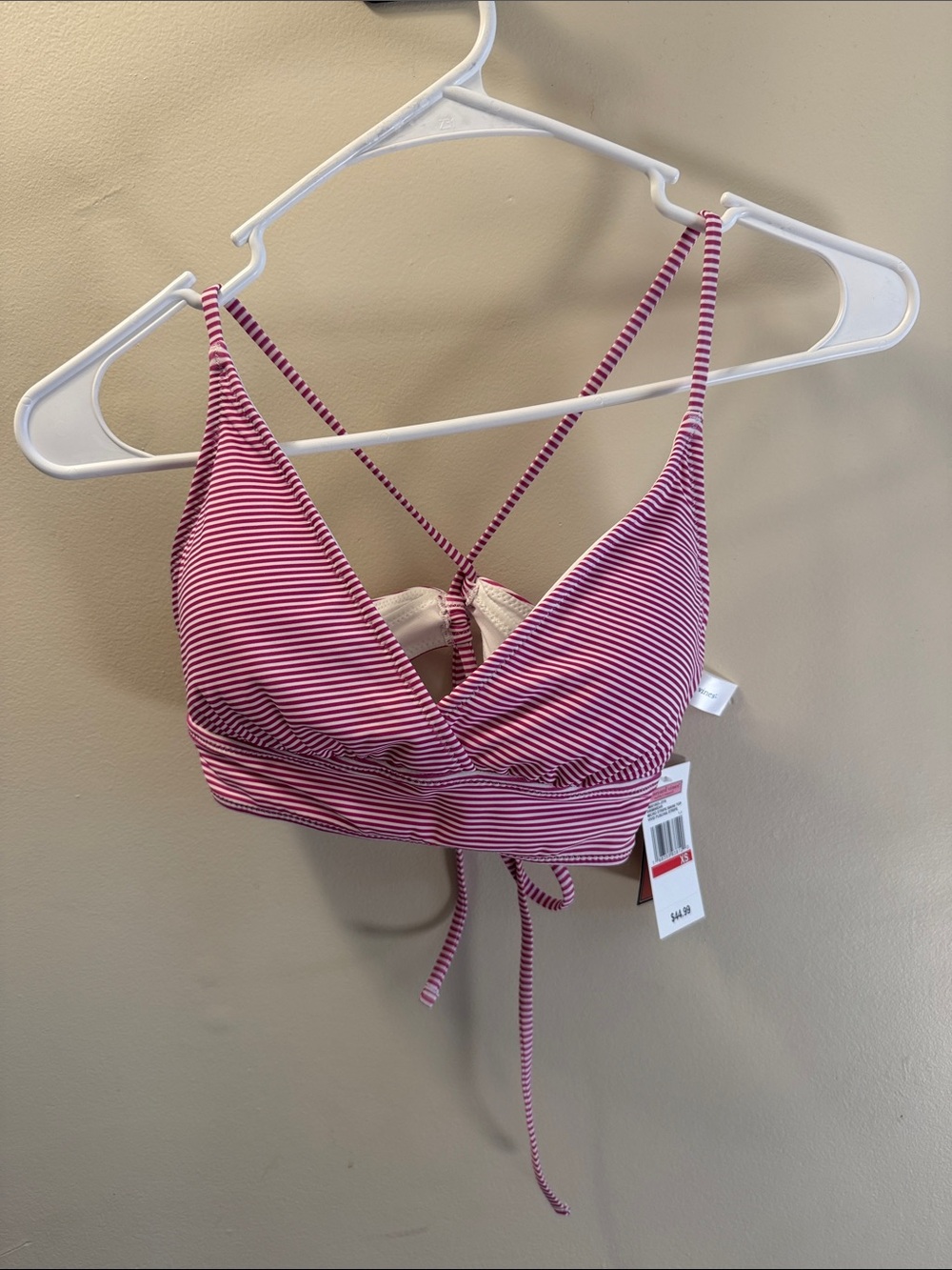 Vineyard Vines Vivid Fuschia Stripe Tie-Back Bikini Top